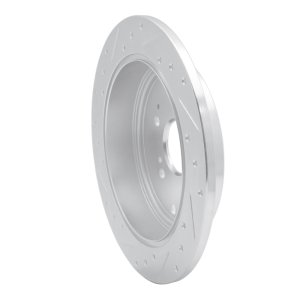 Acura MDX Brake Rotor (1) - Rear Right - R1 Concepts - Drilled & Slotted - Silver - `01-`08